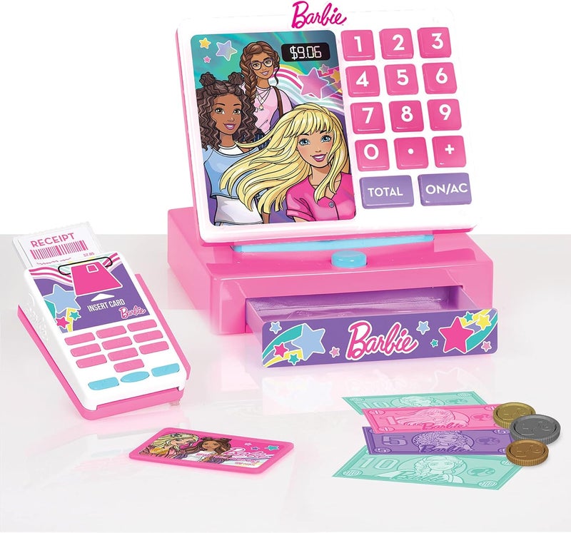 Barbie Just Play Barbie Cash Register, Multi-Coloured Pretend Play Set with Lights, Sounds, Play Money, and Card Reader, Includes 9 Accessories, Toy for Kids Ages 3 and Up - Image 3